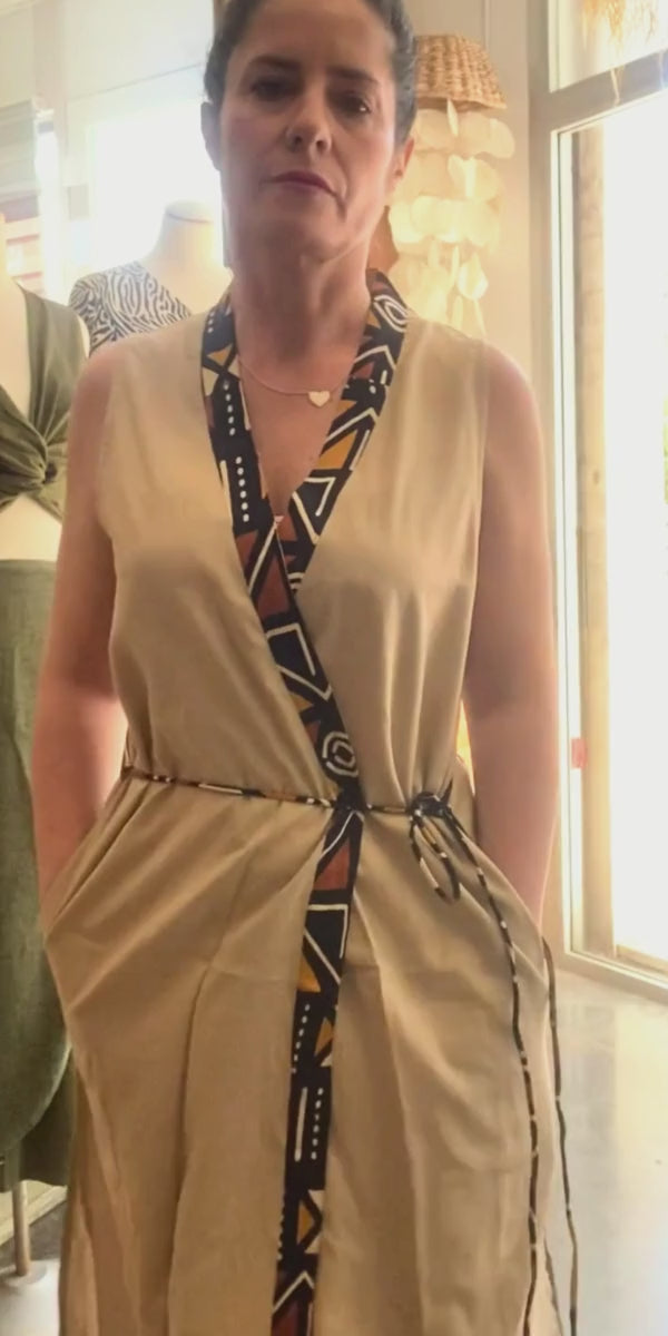 NK-42 KIMONO ETHNIC RAYON BEIGE